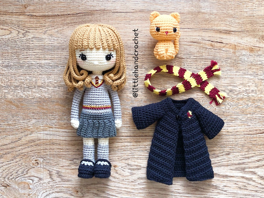 Patrón de crochet de Hermione Granger y Crookshanks