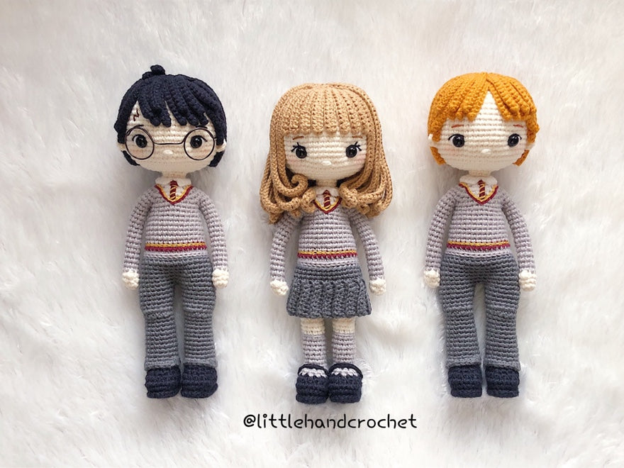 Ensemble de sorcières et de sorciers modèles de crochet 3 en 1