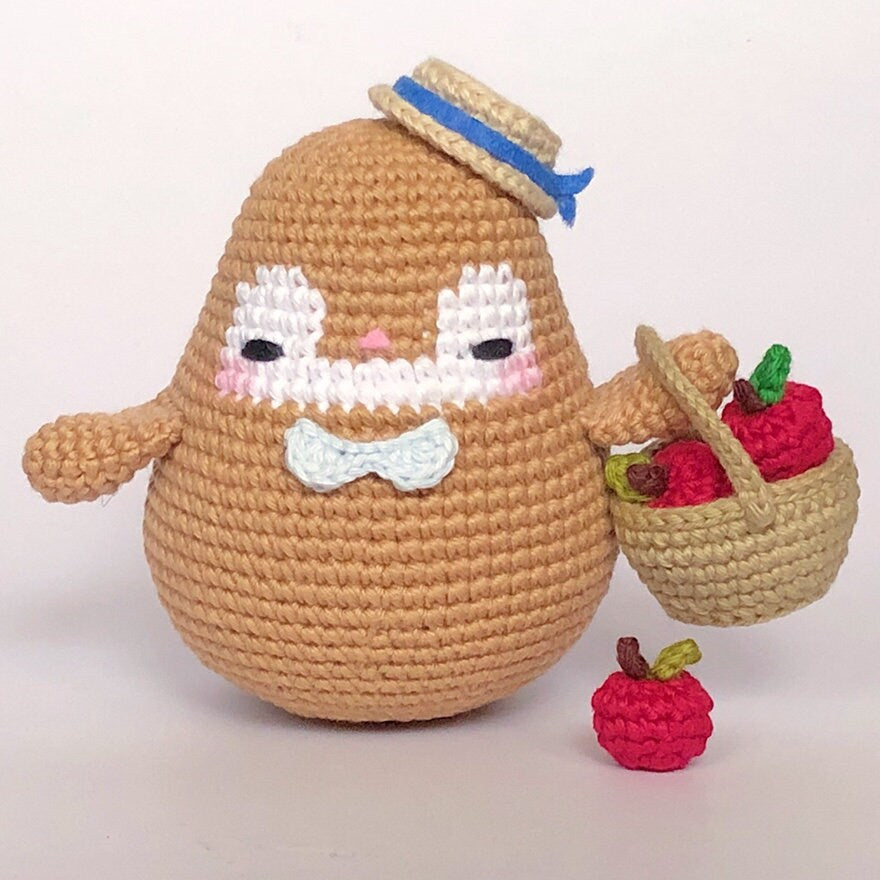 Modèle de pingouin PoPorico | avec panier et pommes inclus | Modèle de crochet de pingouin PDF anglais | Poupée Pingouin