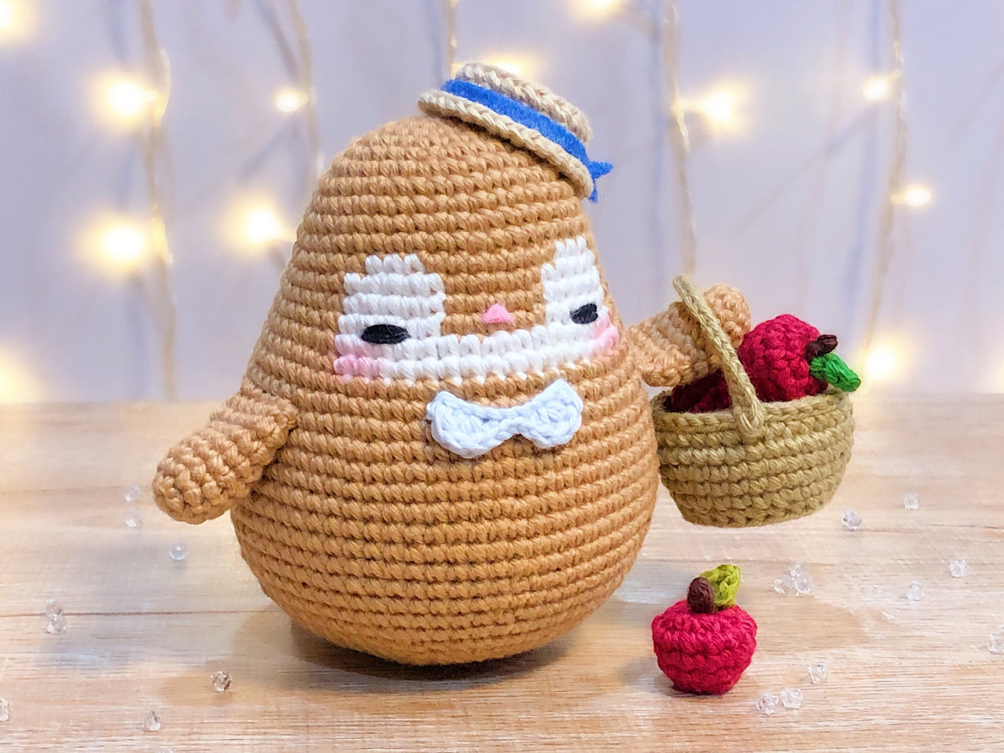Modèle de pingouin PoPorico | avec panier et pommes inclus | Modèle de crochet de pingouin PDF anglais | Poupée Pingouin