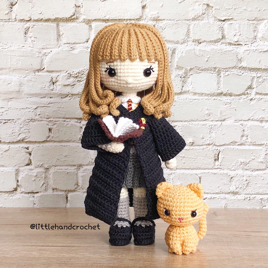 Patrón de crochet de Hermione Granger y Crookshanks